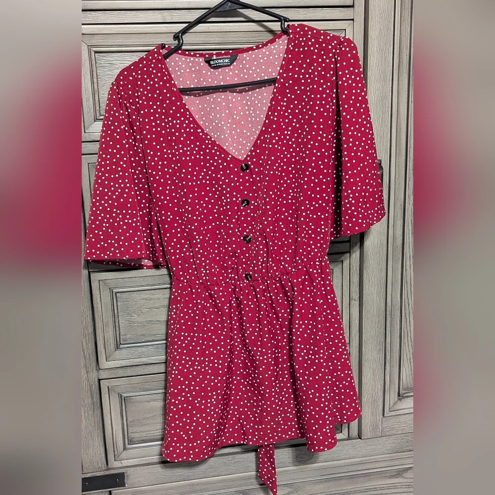 Bloom Chic Women's Red Polka Dot Top - Picture 2 of 3